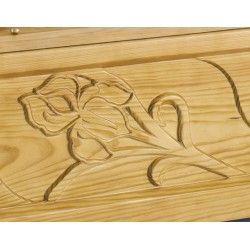 COFFIN CASKET IRIS ENGRAVED YELLOW PINE DISTRIBUTED FOR FUNERAL HOMES 100% MADE IN ITALY