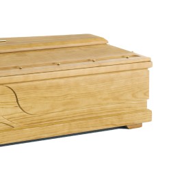 COFFIN CASKET IRIS ENGRAVED YELLOW PINE DISTRIBUTED FOR FUNERAL HOMES 100% MADE IN ITALY