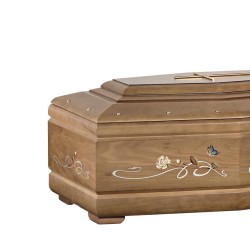 COFFIN CASKET BUTTERFLY INLAID WALNUT DISTRIBUTED FOR FUNERAL HOMES 100% MADE IN ITALY