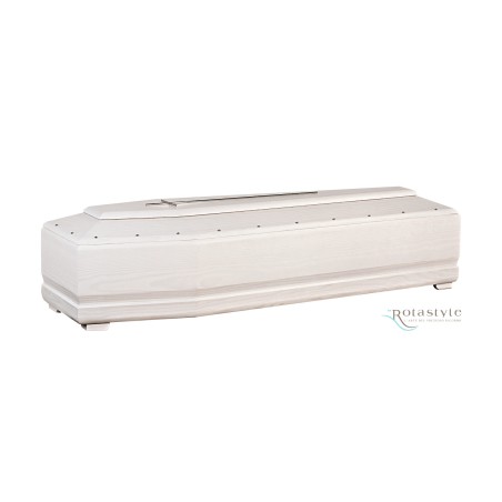 WHITE COFFIN CASKET YELLOW PINE DISTRIBUTED FOR FUNERAL HOMES 100% MADE IN ITALY