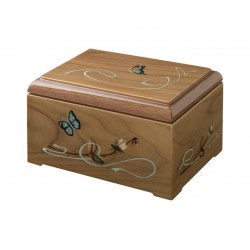 COFFIN CASKET BUTTERFLY INLAID WALNUT DISTRIBUTED FOR FUNERAL HOMES 100% MADE IN ITALY