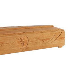 COFFIN CASKET CALLA ENGRAVED YELLOW PINE DISTRIBUTED FOR FUNERAL HOMES 100% MADE IN ITALY