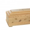 COFFIN CASKET FOGLIE NEL VENTO INLAID AMERICAN OAK DISTRIBUTED FOR FUNERAL HOMES 100% MADE IN ITALY