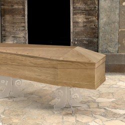 COFFIN CASKET EKEOS AMERICAN OAK SMOOTH DISTRIBUTED FOR FUNERAL HOMES 100% MADE IN ITALY