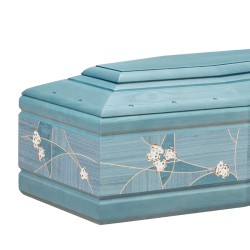 COFFIN CASKET AMERICAN OAK INLAID DISTRIBUTED FOR FUNERAL HOMES 100% MADE IN ITALY