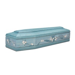 COFFIN CASKET AMERICAN OAK INLAID DISTRIBUTED FOR FUNERAL HOMES 100% MADE IN ITALY