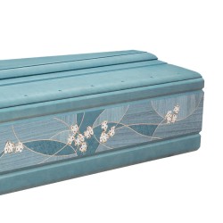 COFFIN CASKET AMERICAN OAK INLAID DISTRIBUTED FOR FUNERAL HOMES 100% MADE IN ITALY