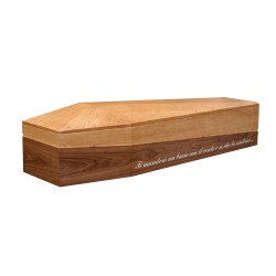 COFFIN CASKET AMERICAN OAK INLAID DISTRIBUTED FOR FUNERAL HOMES 100% MADE IN ITALY
