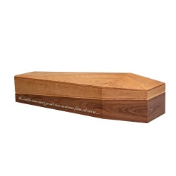 COFFIN CASKET AMERICAN OAK INLAID DISTRIBUTED FOR FUNERAL HOMES 100% MADE IN ITALY