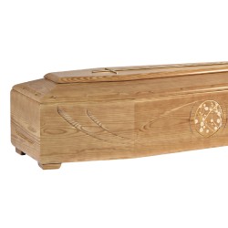 ATAUD FERETRO EN PINO CON OBLO EN LATON DISTRIBUIDO PARA FUNERARIAS Y TANATORIOS 100% ITALIANO