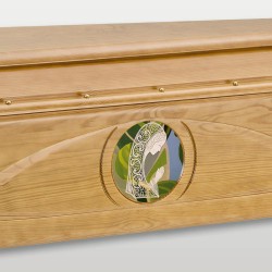 ATAUD FERETRO VIRGEN MERLETTO CUERO EN PINO DISTRIBUIDO PARA FUNERARIAS Y TANATORIOS 100% ITALIANO