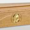 ATAUD FERETRO VIRGEN MERLETTO CUERO EN PINO DISTRIBUIDO PARA FUNERARIAS Y TANATORIOS 100% ITALIANO