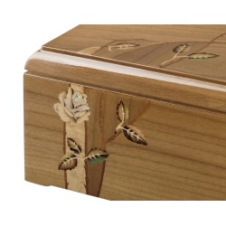 INLAID CINERARY URN IN WALNUT DISTRIBUTED FOR FUNERAL HOMES & CREMATION 100% MADE IN ITALY