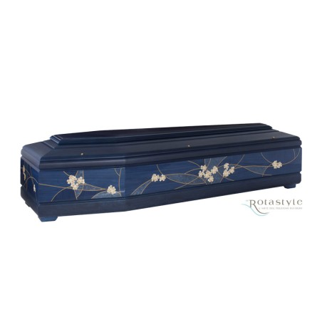 COFFIN CASKET AMERICAN OAK INLAID DISTRIBUTED FOR FUNERAL HOMES 100% MADE IN ITALY