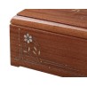 CINERARY URN FLOWER INLAID MAHOGANY DISTRIBUTED FOR FUNERAL HOMES & CREMATION 100% MADE IN ITALY