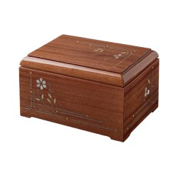 URNA CENIZAS FLOR MARQUETERIA EN CAOBA DISTRIBUIDO PARA FUNERARIAS,TANATORIOS Y CASA 100% ITALIANO