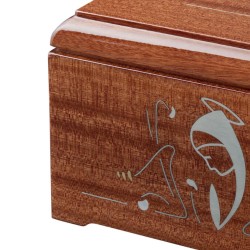 CINERARY URN VIRGIN INLAID MAHOGANY DISTRIBUTED FOR FUNERAL HOMES & CREMATION 100% MADE IN ITALY