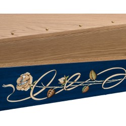 COFFIN CASKET AMERICAN OAK INLAID DISTRIBUTED FOR FUNERAL HOMES 100% MADE IN ITALY