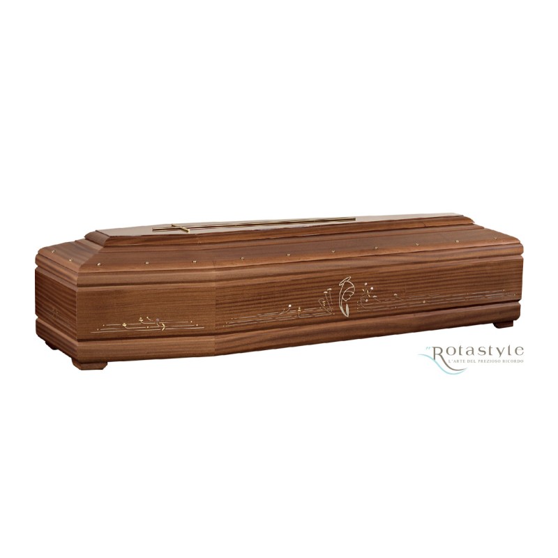 COFFIN CASKET INLAID MAHOGANY DISTRIBUTED FOR FUNERAL HOMES 100% MADE IN ITALY