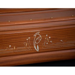 COFFIN CASKET INLAID MAHOGANY DISTRIBUTED FOR FUNERAL HOMES 100% MADE IN ITALY