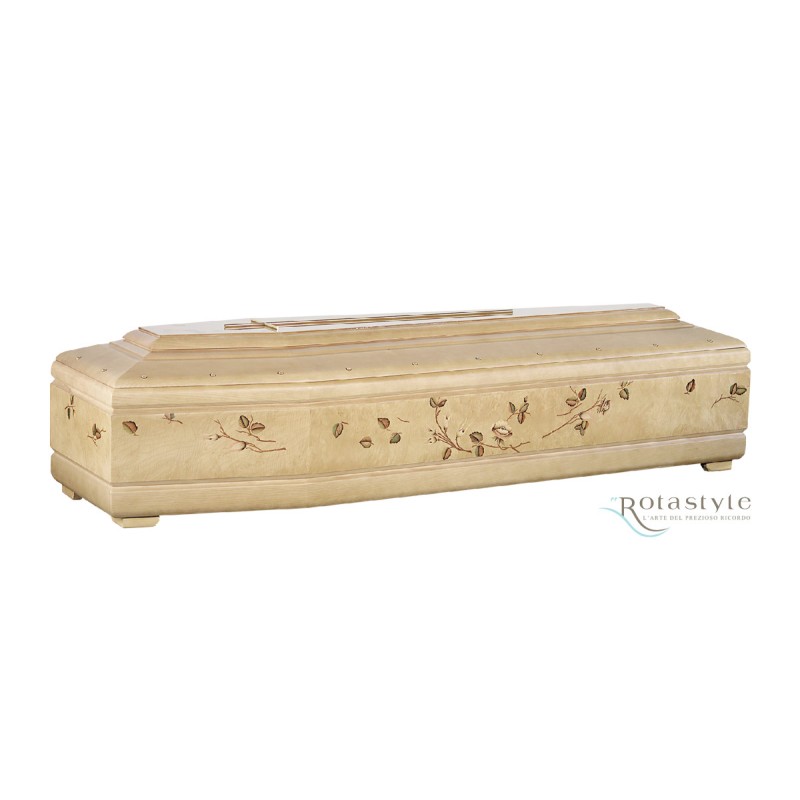 COFFIN CASKET INLAID ASH WOOD DISTRIBUTED FOR FUNERAL HOMES 100% MADE IN ITALY