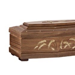 COFFIN CASKET INLAID WALNUT DISTRIBUTED FOR FUNERAL HOMES 100% MADE IN ITALY