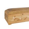 COFFIN CASKET AMERICAN OAK INLAID DISTRIBUTED FOR FUNERAL HOMES 100% MADE IN ITALY